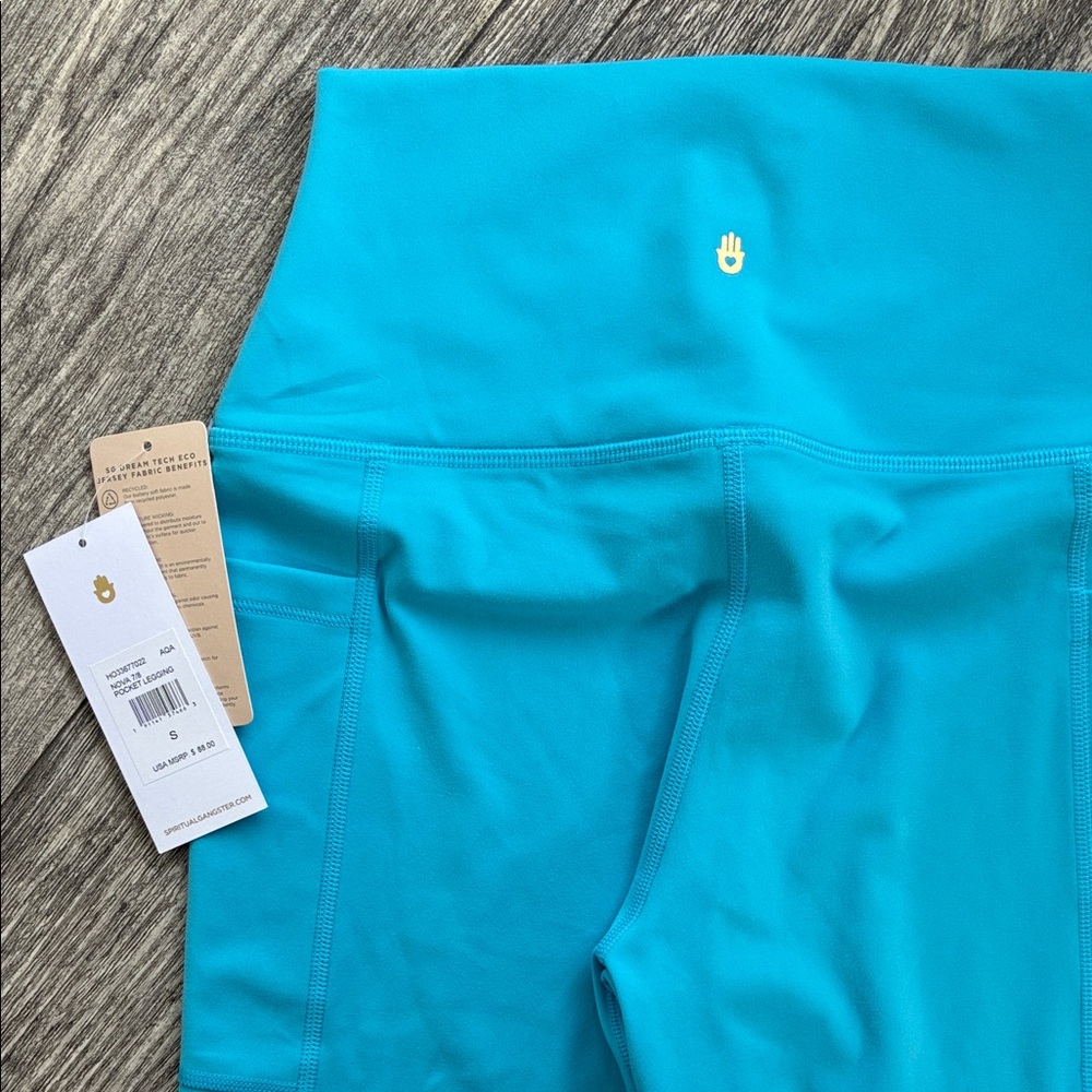 NWT Spiritual Gangster Bright Blue 7/8 Pocket Leggings sz Small